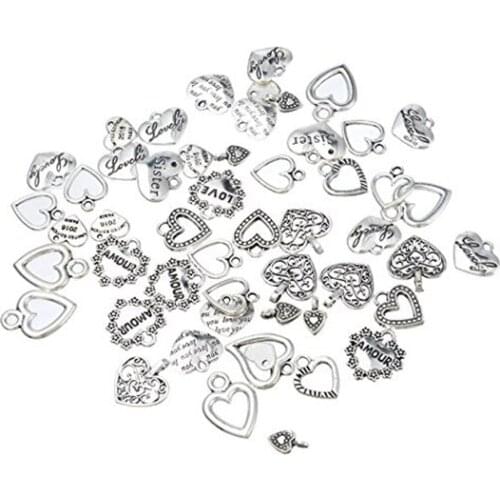30pcs Mixed style Heart Pendants Charms Findings - Jewellery Making Findings for DIY Craft