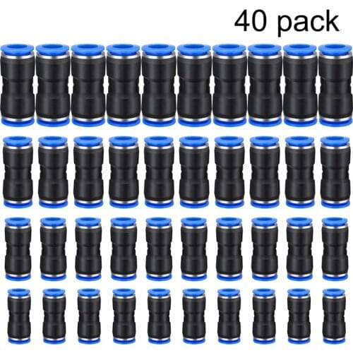 40pcs Pneumatic Fittings Straight Push Plastic Connector 6/8/10/12mm Trachea Connector Set PU & Plastic Air water Hose Tube Gas