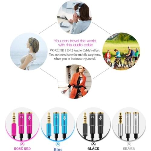 5pcs 30cm 3.5mm Stereo Audio Male to 2 Female Headset Mic Y Splitter Cable Adapter for Headphone/Mobile Phones