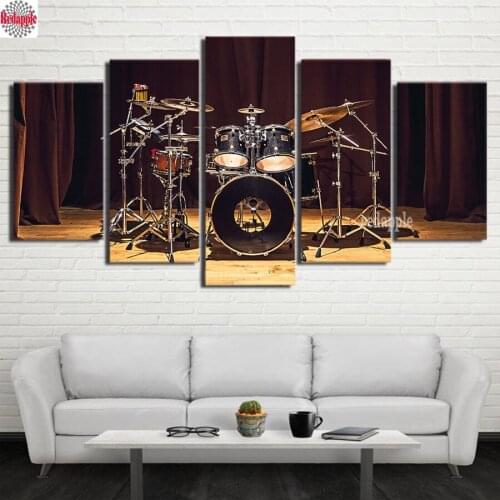 5D Rhinestone Diamonds Embroidery 3d Diamond Painting Cross Stitch Kits Rock Music Stage Drums Picture Mosaic 5 pcs Decoration