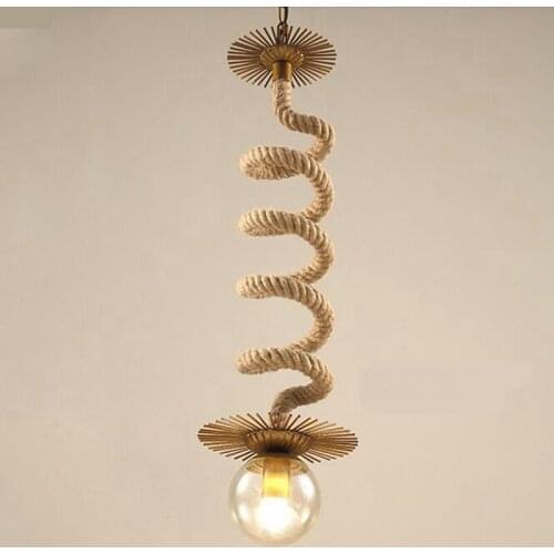 American iron industrial glass pendant lamp loft retro enchants bean wave network Cafe single head rope hanging lamp ya72920