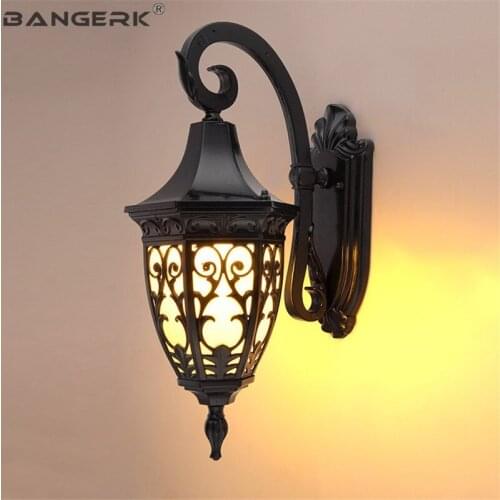 Antique Outdoor Wall Lamp Waterproof LED Porch Lights Glass Aluminum Lighting Sconce Wall lamps Garden Balcony Light Fixtures