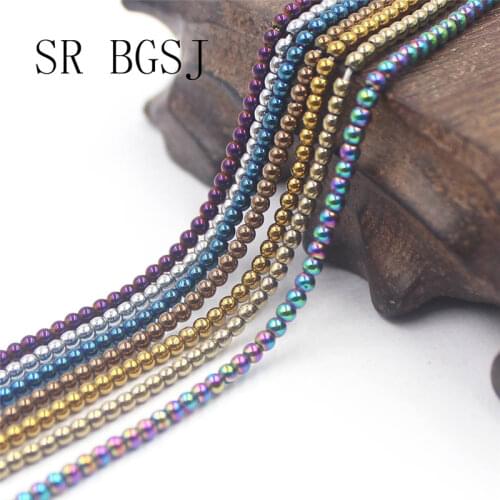 Free shipping 2mm Smooth Surface Round Metallic Coated Hematite Loose Seed Bail Beads 15