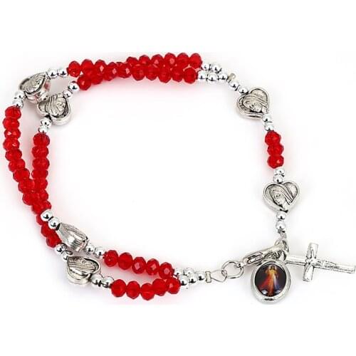Jesus Bracelet Jewelry 2021 Virgin Mary Cross Exquisite Random Picture Christian Supplies Gifts Rosary Bracelet Wholesale
