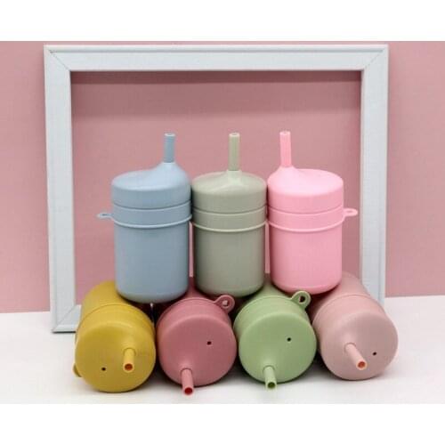 180ml Baby Feeding Cup with Straw Baby Silicone BPA Free Sippy Cups Children Learn Feeding Drinking Kids Training Cup with Straw