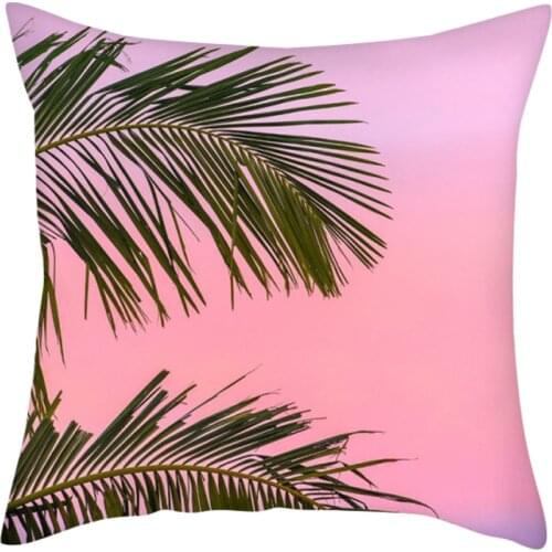 Summer Tropical Plants Cushion Cover Linen Flowers Leaves Single-sided Pillowcase Artistic Pillow Case For Sofa Home Decoration