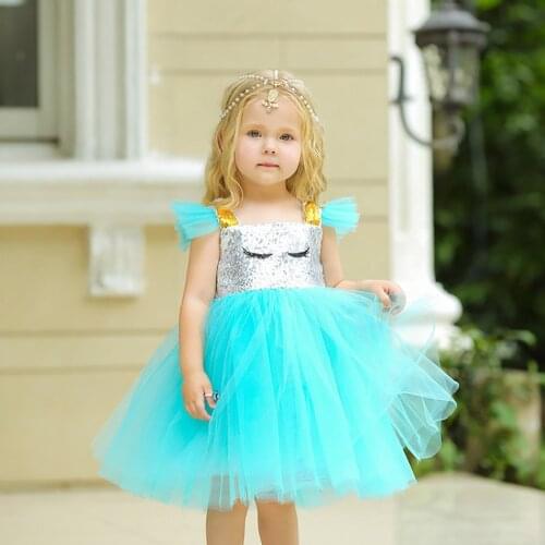 Kids Girl Baby Dress 2020 Summer Girl Costume Rainbow Unicorn Princess Dress Children Birthday Party Carnival Costume Girl Dress