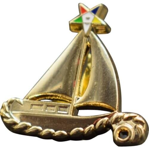 Custom Metal Badge Sailboat Shape Hot Sale Zinc Alloy Plating Gold Badges