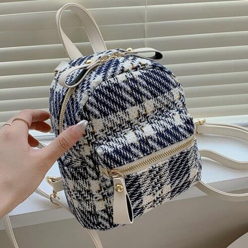 DORANMI Plaid Mini Backpack Womens Rucksacks 2021 Luxury Brand Designed Female Schoolbag Casual Backpack Back Book Bags SB467
