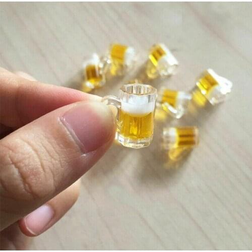 2PCS Mini Beer Drink Cup 1/12 Dollhouse Miniature Resin Beer Model Kitchen Living Room Accessories Toy Doll House Decoration