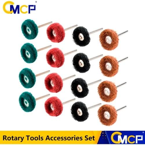 CMCP Mini Brush Scouring 3mm Shank Abrasive Wheel Nylon Polishing Buffing For Dremel Rotary Tools