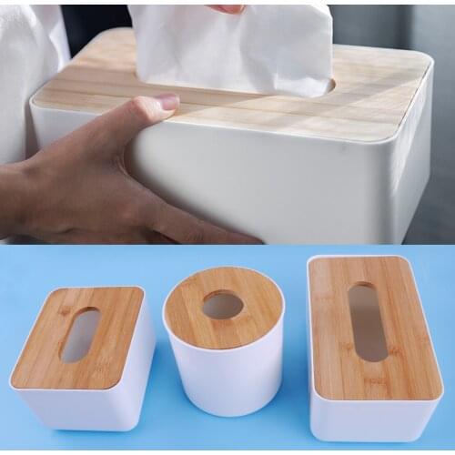 LETAOSK Wood Cover Plastic Tissue Box Napkin Paper Holder Case Dispenser Organizer Home Room Car Hotel Simple Stylish