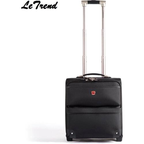 LeTrend 16 Business Oxford Travel Multi-function Luggage Trolley Men Large Capacity Travel Fixed Casters Rolling Luggage