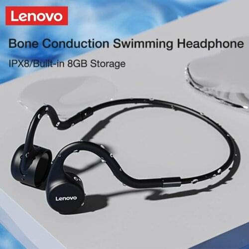 Lenovo X5 Bone Conduction Headphone IPX8 Waterproof Swimming Diving Earphone With Micphone Built-in Memory 8G MP3 Music Player