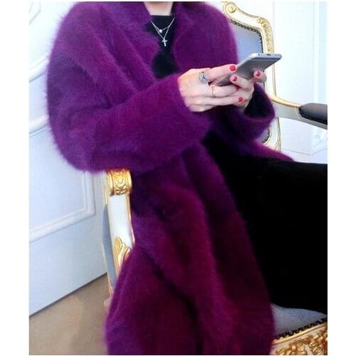 Autumn And Winter New Korean Boutique Mink Cashmere Cardigan Sweater Female Long Coat Thickened Free shipping S1912