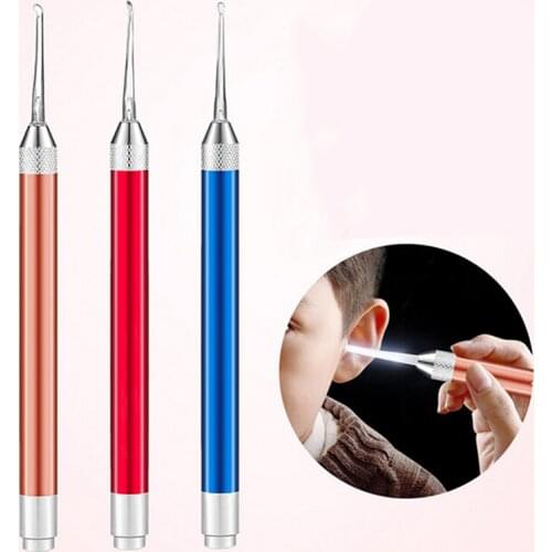 NEW Ear Wax Cleaner Flashlight Earpick Remover Luminous Ear Curette Light Spoon Cleaning Ear Care Tool For Children Randomly