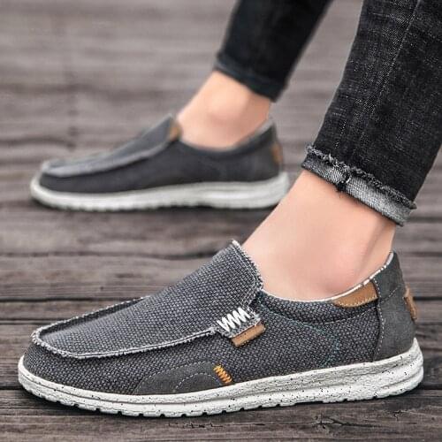 Canvas Shoes Men slip on outdoor fashion breathable shoes summer Round Head Flat Mens Cloth Mens Shoes Men footwear
