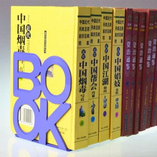 Alphabet Shaped Metal Bookends Iron Support Holder Desk Stands For Books
