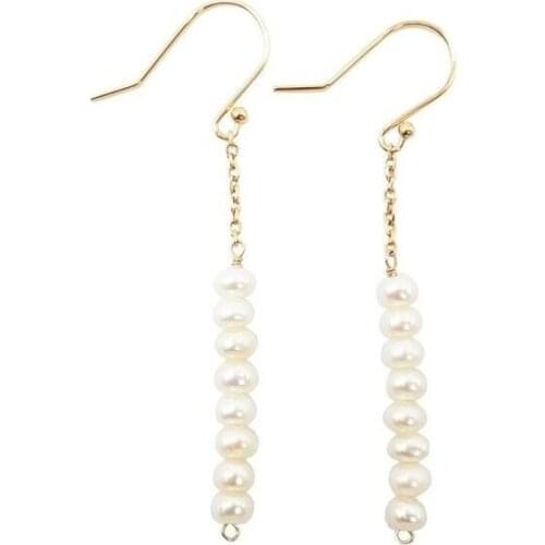 NEW Fashion Freshwater Natural potato pearl Handwork Drop Dangle Link Earring Tibetan silver hook