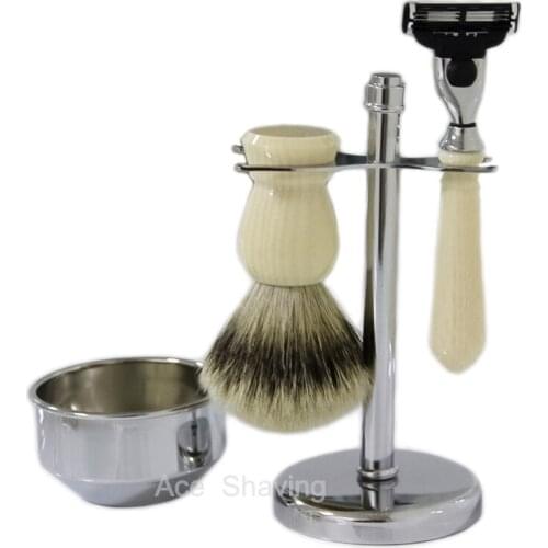 Silvertip Badge Brush Stand Stainless Shaving Set Holder Bowl Cup Man Beard Tools Soap Mug