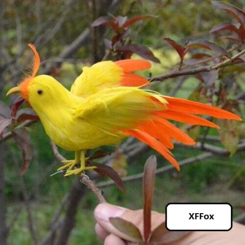 Cute real life yellow&orange bird model foam&feather simulation wings bird gift about 12cm xf0772