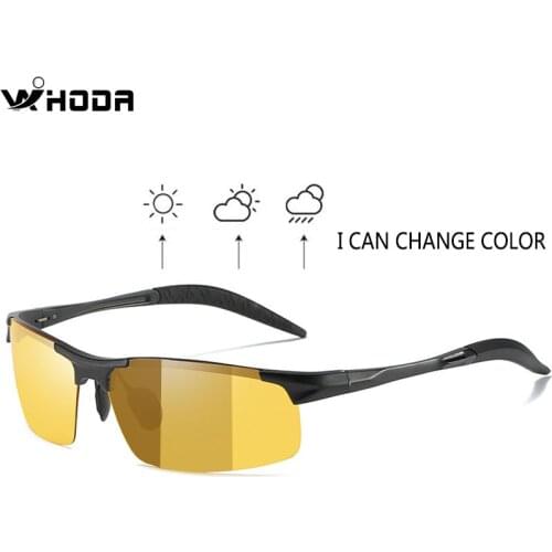 Pure Al-Mg Photochromic Lens Polarized Mens Day&Night Vision Driving Sunglasses, Anti-Glare Male Driver Sun Glasses S156