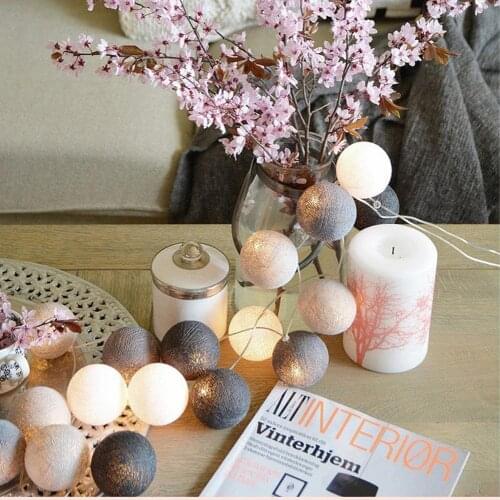 LED Cotton Ball Garland Light Fairy String Chain Night Lamp Christmas Party Wedding Romantic Warmth Halloween Decoration