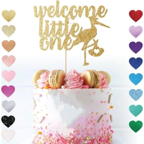 Customised Baby shower cake topper Welcome glittle one stork personalised cake topper, baby sprinkle decor gift birthday