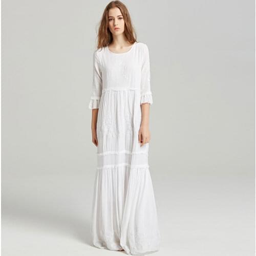 Summer new Bohemian tourist island fairy wedding party chic temperament exquisite embroidered loose dress
