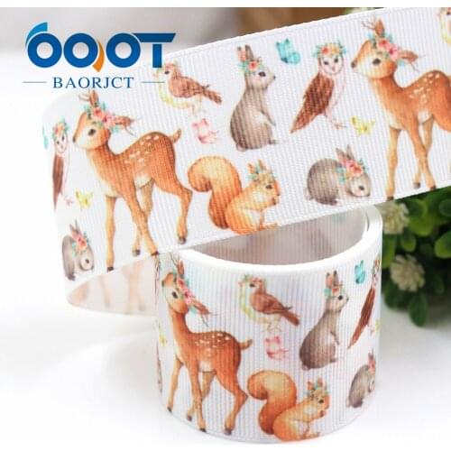 1-1/2'' 38MM Cute animal cartoon Series Printed grosgrain ribbon, DIY handmadeHair accessories Material wedding gift wrap