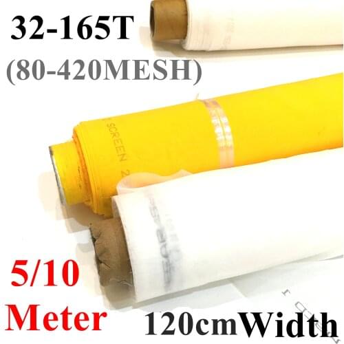 Wholesale 5/10 Meter 80-420M Silk Screen Printing Mesh 120CM Width 32T-165T White Polyester Screen Printing Mesh Fabric Tools