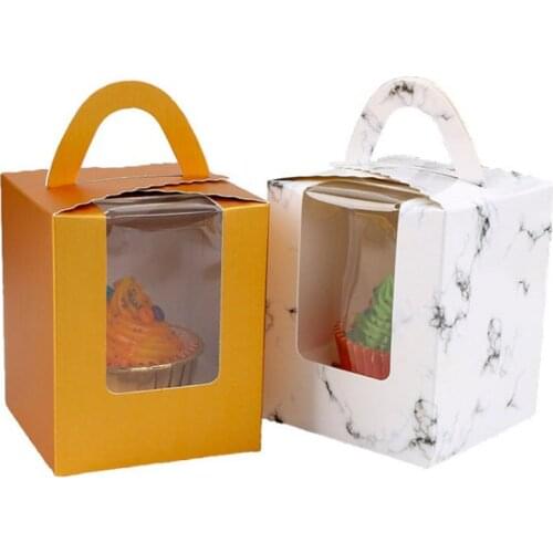 10PCS Muffin Box Biscuit Pastry Box Colorful Cake Packaging Box With Handle Wedding Birthday Party Supplies