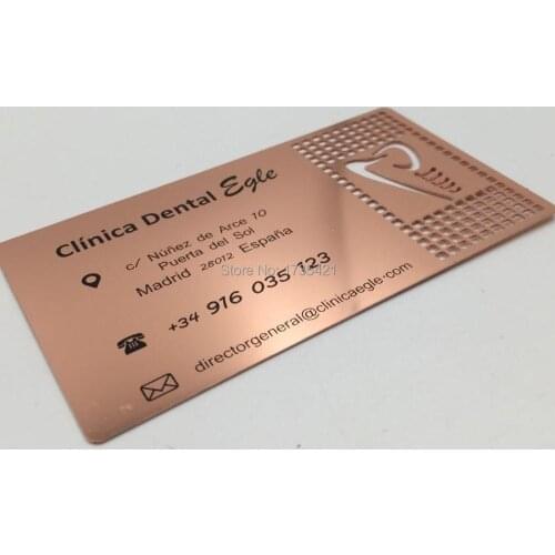 100pcs/lot)Factory unit price 0.5mm thickness Rose gold metal card printing