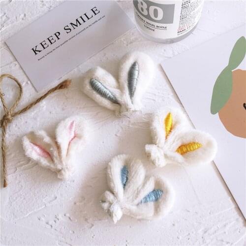 15Pcs 5.5*5cm Plush Rabbit Applique for DIY Clothes Hat Headwear Patch Sewing Crafts Gloves Socks Decoration