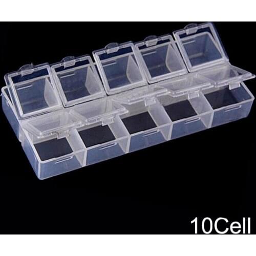 2pcs/lot 10 Grid White DIY Tools Rhinestone Diamond Box Round/Triangular Plastic Tray/ Plate For Nail Art DIY Decoration H00997