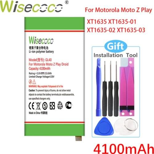 WISECOCO 4100mAh GL40 Battery For Motorola Moto Z Play Droid XT1635 XT1635-01 XT1635-02 XT1635-03 Phone High Quality Battery