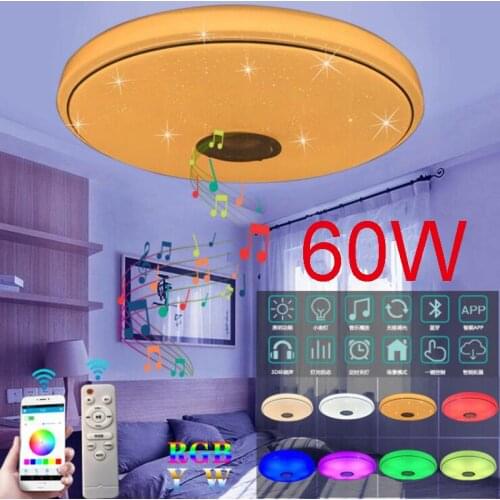 LED Wireless Bluetooth Speaker Loundspeaker Player RGB Dimmable Ceiling Light Panel Lamp with APP + Remote Control For Bedroom