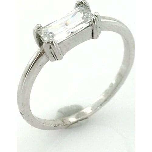 Side Baget Zircon Diamond Model Design Silver Ring