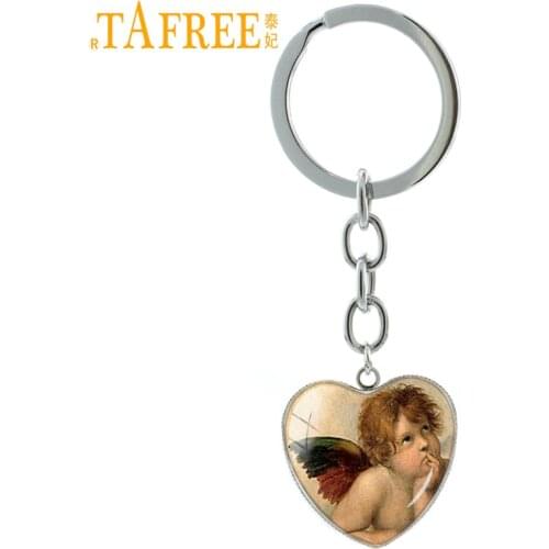 TAFREE Angel Raphael Santi keychain Angels of Sistine Madonna keyring cute Angel Boy key chain ring men women jewelry gift HP537