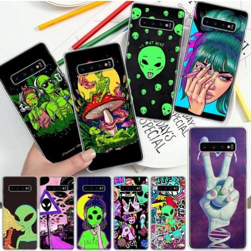 Aesthetics Cartoon alien space Phone Case For Samsung Galaxy A51 A71 A70 A50 A40 A30 A21 A20E A10S A41 A01 A6 A7 A8 A9 Plus + So