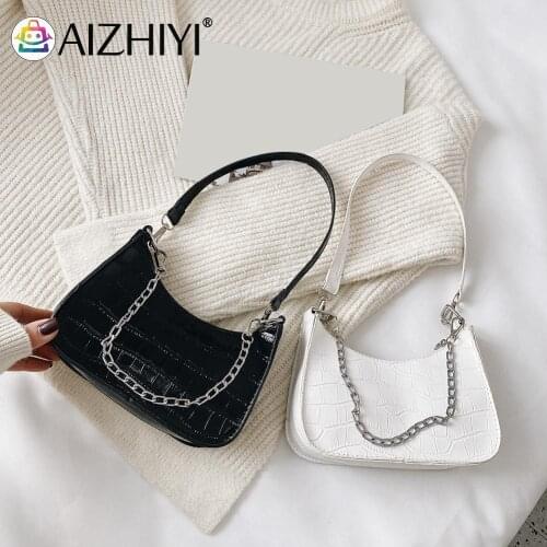 Fashion Retro Alligator Pattern Women Handbag PU Leather Casual Totes Shoulder Bags Elegant Solid Color Chain Underarm Purse