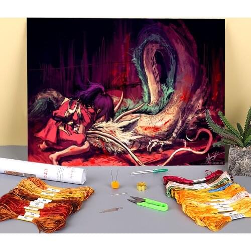 Portrait Bleed Printed Canvas 11CT Cross Stitch Set Embroidery DMC Threads Needlework Craft Painting Hobby Magic Floss Decor