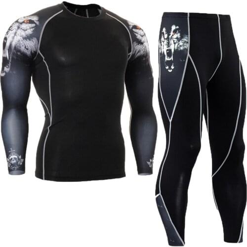 New Rashgard Mens Compression Tracksuit Quick Dry Jogging Suits Sport Shirt Running Tights Fitness Leggings Workout GYM Clothing