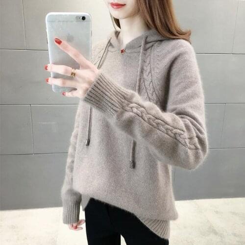Autumn Winter Style Women Knitted Hooded Pullover Sweater Lady Casual Long Sleeve Hooded Warmer Outwear Pullover Shirts ZZ0901