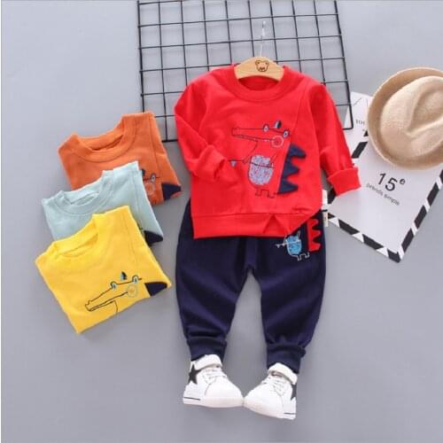 Infant autumn childrens clothing Set new Childrens suit 0-4 year baby girl outfit cotton sportswear cartoon dinosaur Boys suit