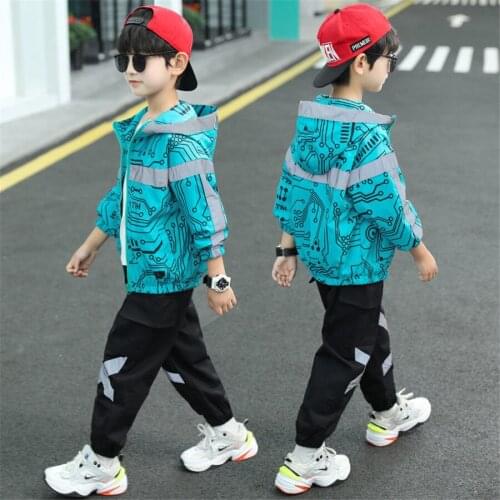 Autumn Clothes For Boys jacket hoodies & Pants 2 Pcs Boys Tracksuit Reflected Boys Clothing Set Spring Sport Suit For Boys