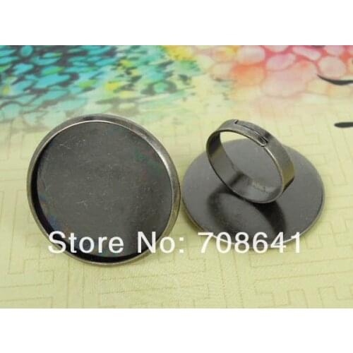 Blank Ring Settings with Round Curved Bezel Cameo Glass Cabochons Bases Rings DIY Jewelry Findings Gunmetal Black tone Plated