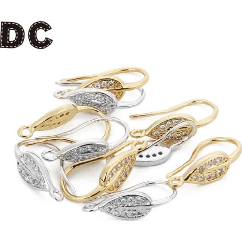 2pcs 10x20mm Handmade Jewelry Earrings Fittings Gold/Silver Zircon Earring Hook Claps For Women Pearls Earring