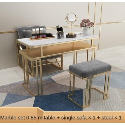 Light Luxury Manicure Full Sets Table And Chair Wrought Iron Nail Desks Simple Marble Material Salon Furnitures Customizable
