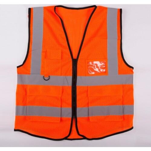 Multi-Pockets Reflective Waistcoat Traffic Safety Road Construction Reflective Horse Clamp Peach Heart Reflective Mesh Vest